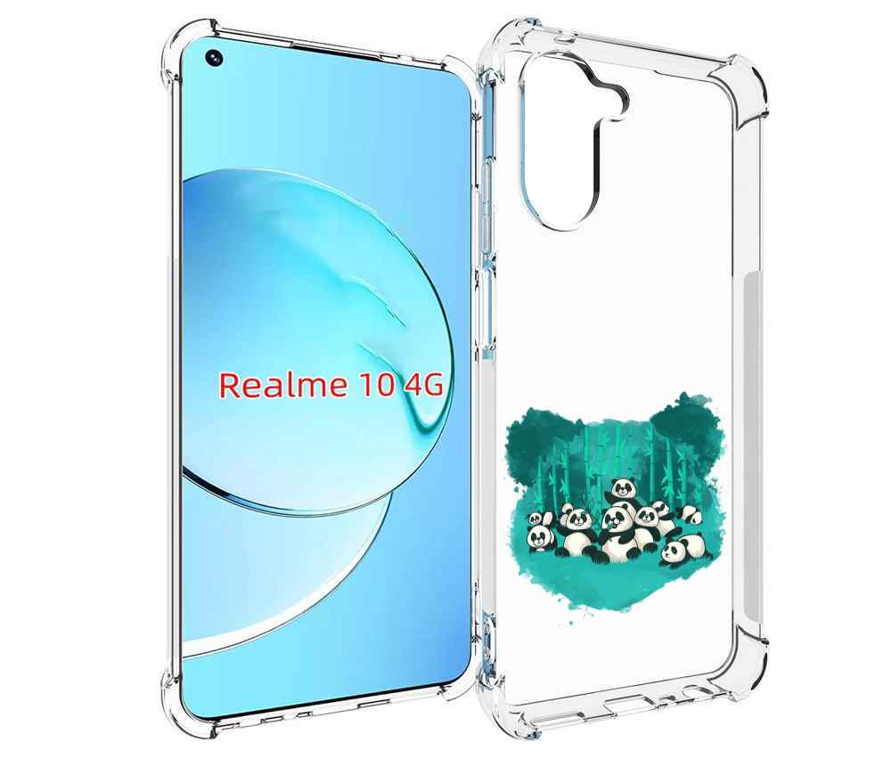

Чехол MyPads нарисованные панды для Realme 10, Прозрачный, Tocco