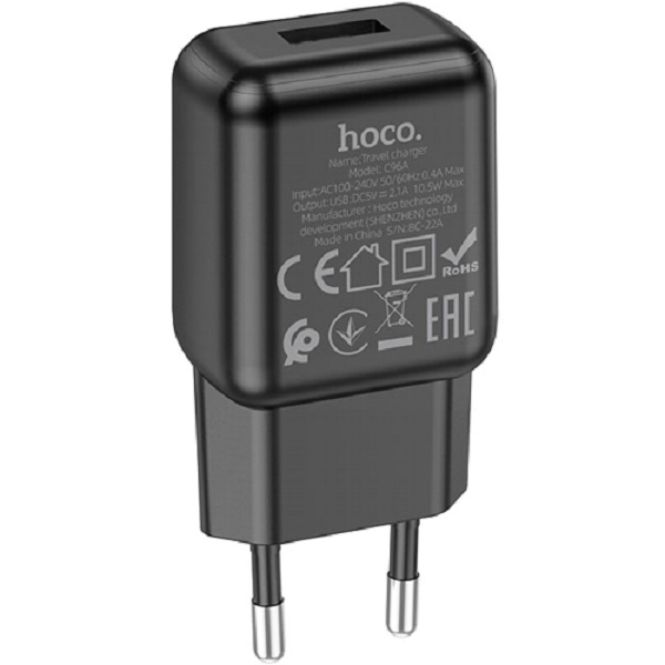 

Сетевое зарядное устройство Hoco 1xUSB 2.1 А черный