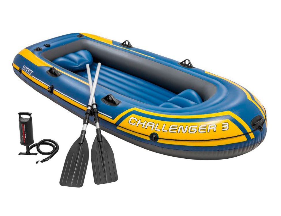 

надувная лодка intex трехместная challenger-3 (set), 295х137х43 см, арт. 68370NP, Интекс, Желтый;синий, Challenger-3 Set 295х137х43 см 68370