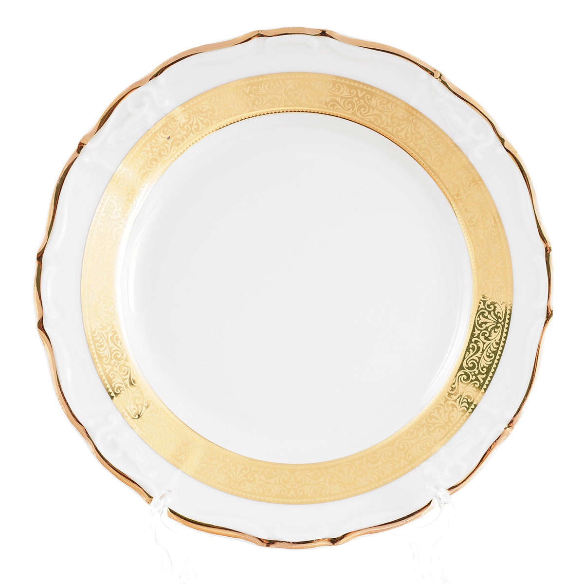 

Набор тарелок Thun Мария Луиза Золотая лента Ivory 19см (6 шт), Белый;золотистый