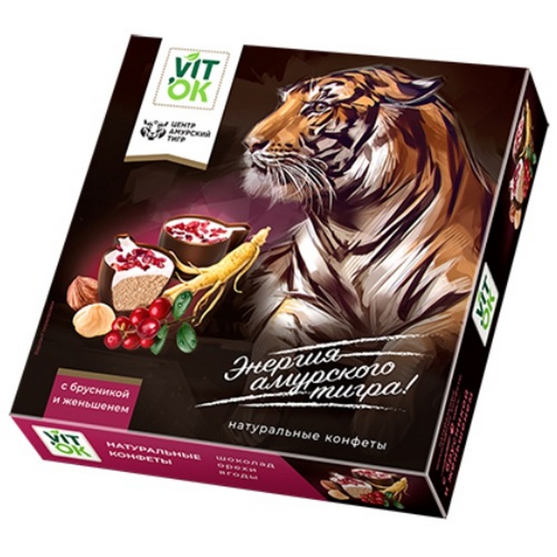 

Конфеты шоколадные VITok "С брусникой и женьшенем", 120 г