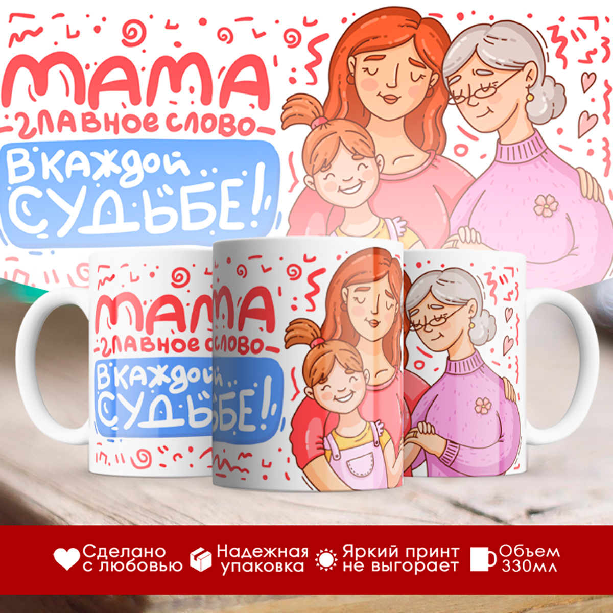 

Кружка Мама главное слово. День матери