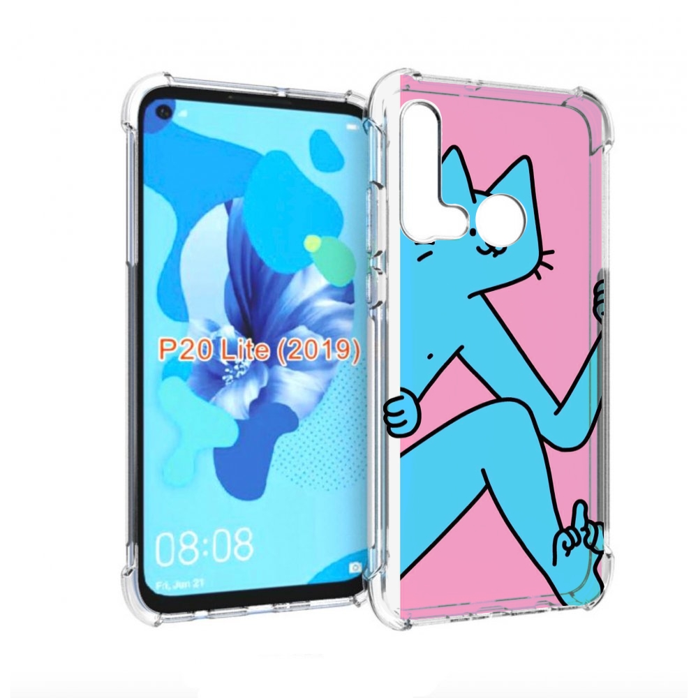 

Чехол бампер MyPads голубой кот в дверце для Huawei P20 Lite (20, Прозрачный, Tocco