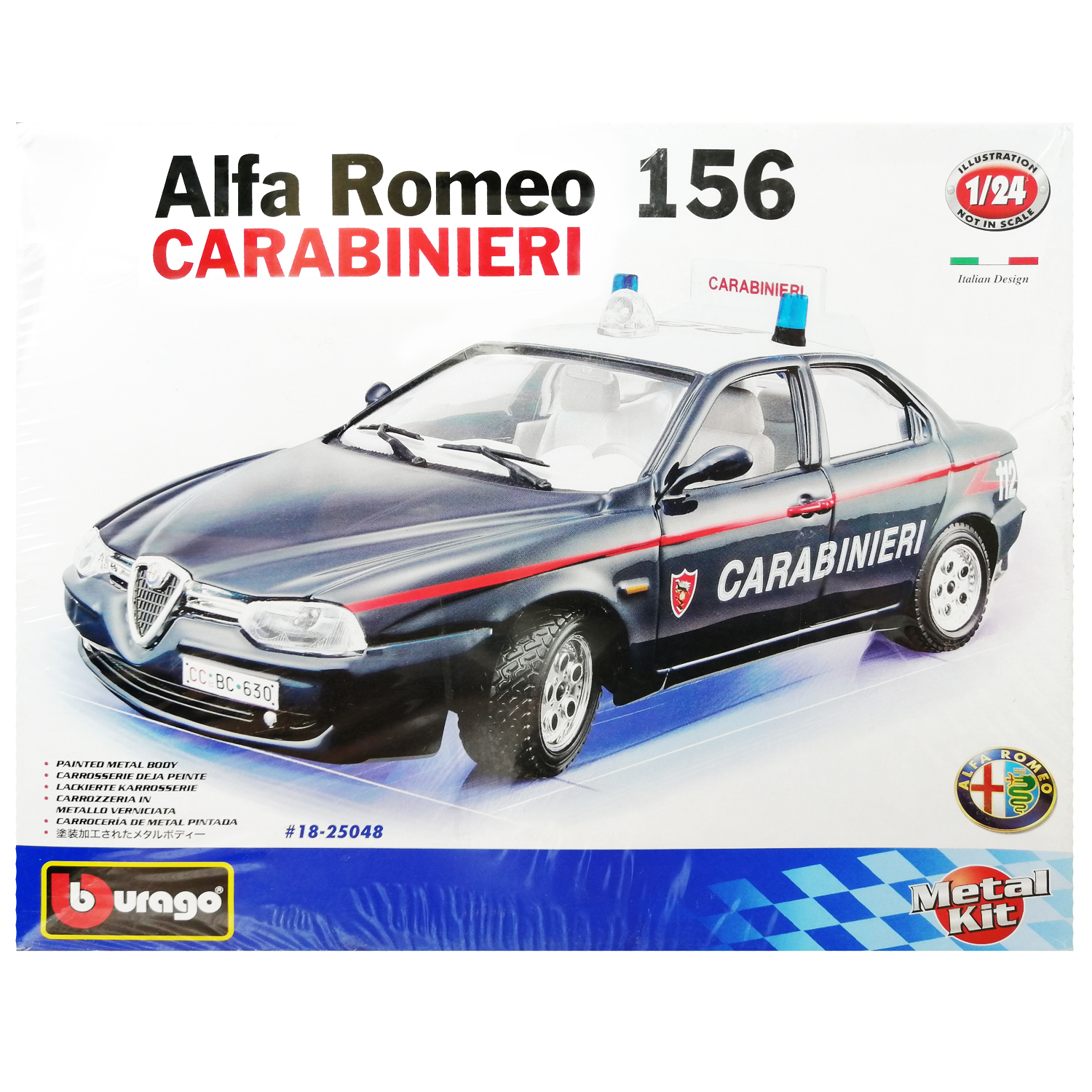 Сборная модель автомобиля, Bburago, Alfa Romeo 156 Carabinieri, масштаб 1:24, 18-25064
