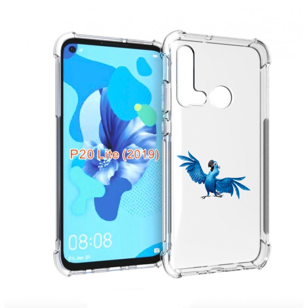 Чехол бампер MyPads голубой-попугайчик для Huawei P20 Lite (2019