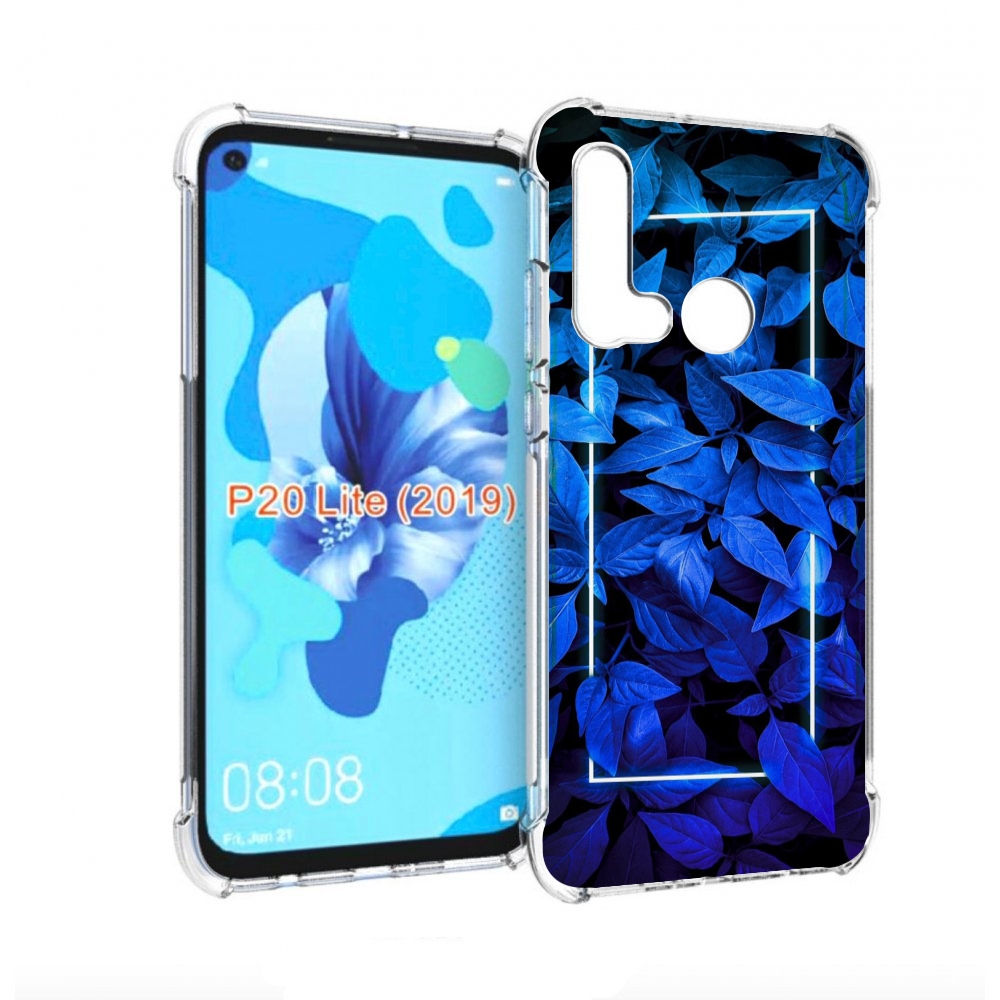 

Чехол бампер MyPads голубые цветочки неон для Huawei P20 Lite (2, Прозрачный, Tocco