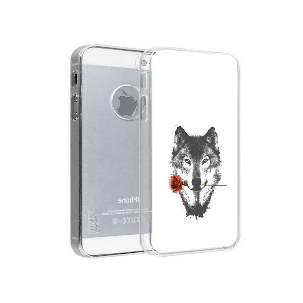 

Чехол MyPads Tocco для Apple iPhone 5 волк с розой, Прозрачный, Tocco