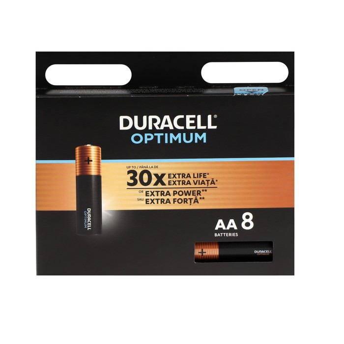 

Батарейка алкалиновая Duracell OPTIMUM, AA, LR6-8BL, 1.5В, блистер, 8 шт.