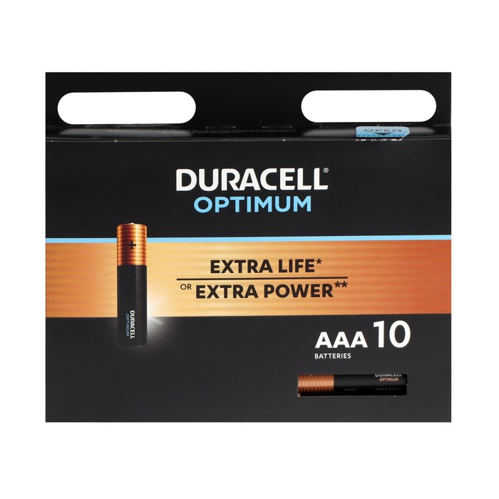 

Батарейка алкалиновая Duracell OPTIMUM, AAA, LR03-10BL, 1.5В, блистер, 10 шт.