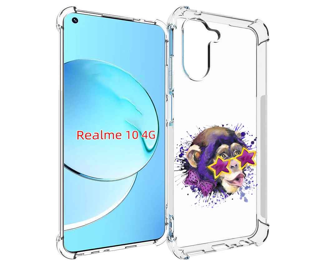 

Чехол MyPads обезьяна в очках для Realme 10, Прозрачный, Tocco