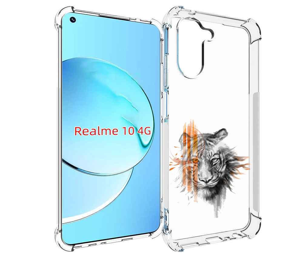 

Чехол MyPads огненный тигр для Realme 10, Прозрачный, Tocco