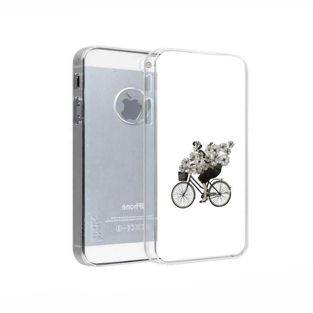 

Чехол MyPads Tocco для Apple iPhone 5 девушка на велосипеде с цветами, Прозрачный, Tocco