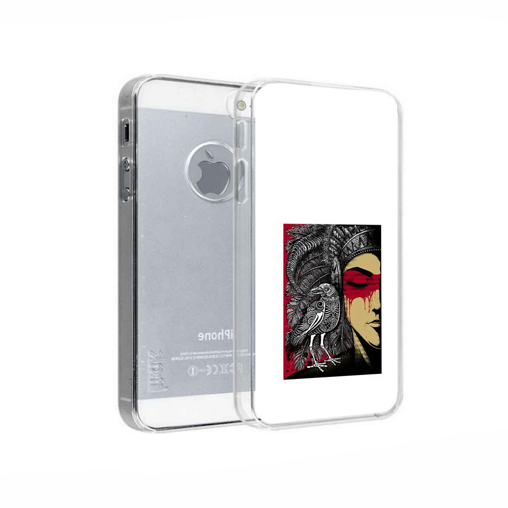 

Чехол MyPads Tocco для Apple iPhone 5 девушка с вороном в абстракции, Прозрачный, Tocco