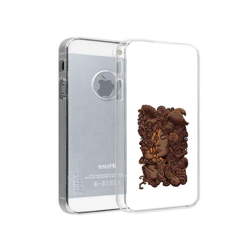 

Чехол MyPads Tocco для Apple iPhone 5 девушка с длинными волосами абстракция, Прозрачный, Tocco