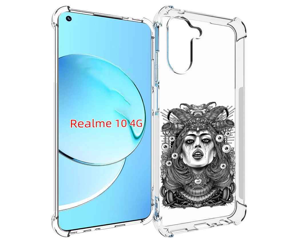 

Чехол MyPads портрет девушки черно белый для Realme 10, Прозрачный, Tocco