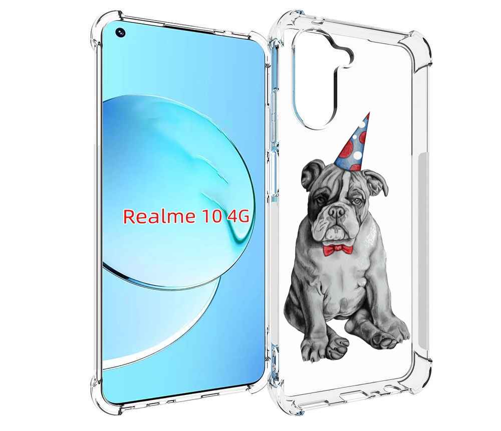 

Чехол MyPads праздничный щенок для Realme 10, Прозрачный, Tocco