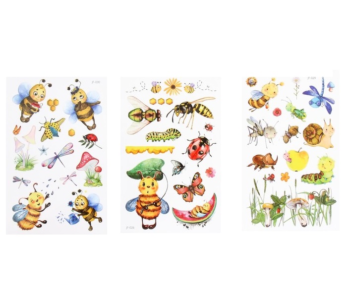 

Татуировка на тело цветная Приключения пчёлки МИКС 12х7,5 см 9323587, Разноцветный