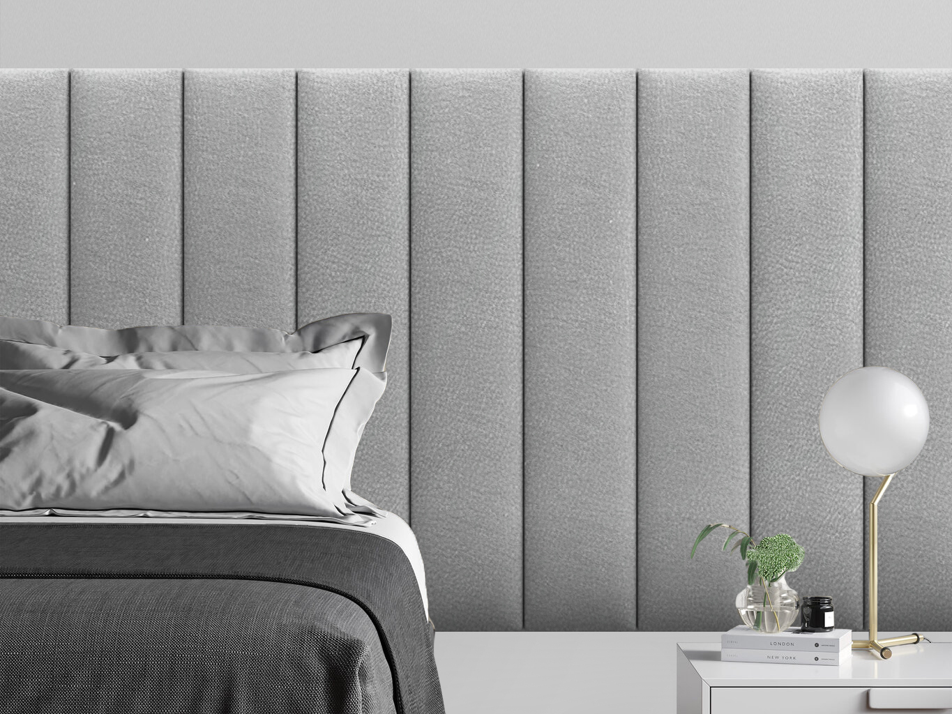 

Мягкое изголовье кровати Eco Leather Silver 20х100 см 4 шт., Серебристый