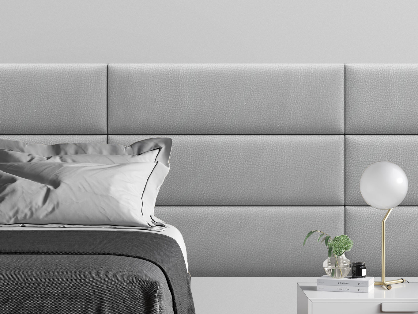 

Мягкое изголовье кровати Eco Leather Silver 30х100 см 4 шт., Серебристый