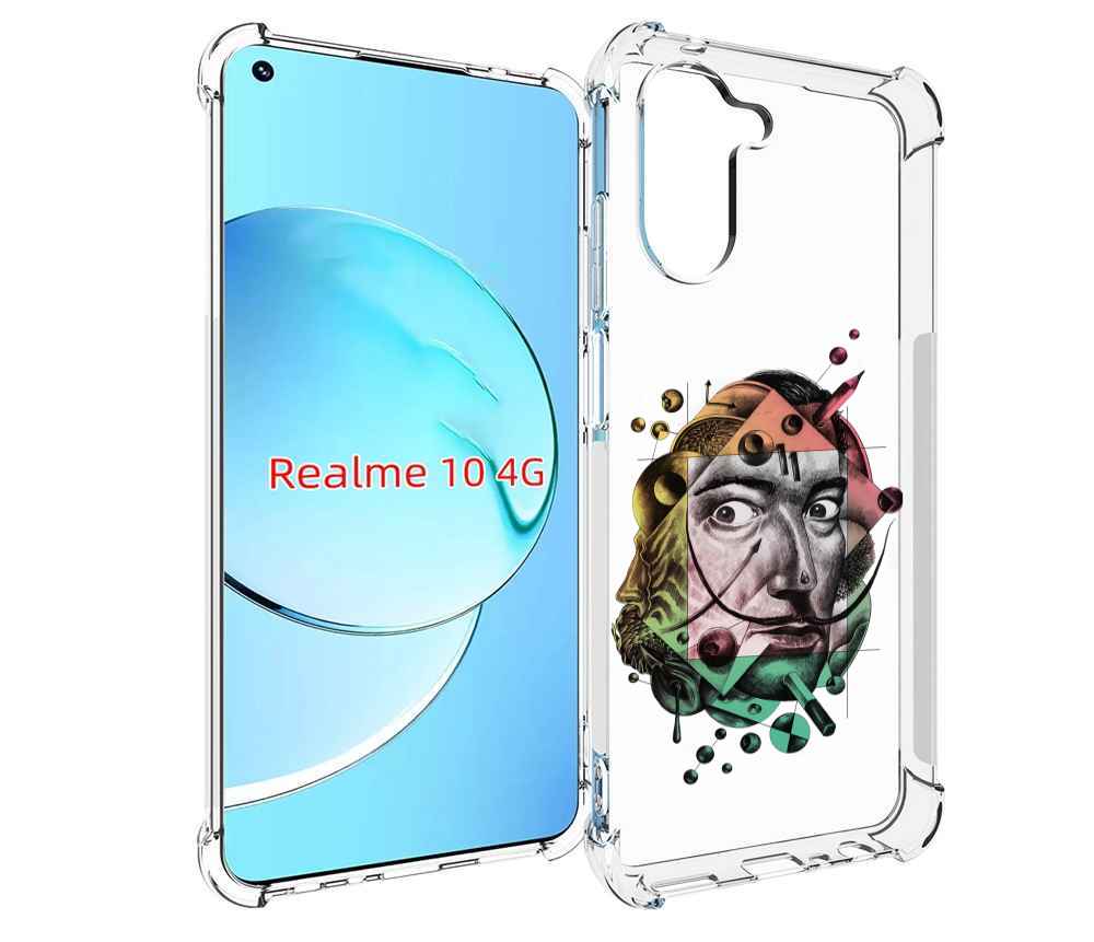 

Чехол MyPads разноцветное лицо абстракция для Realme 10, Прозрачный, Tocco