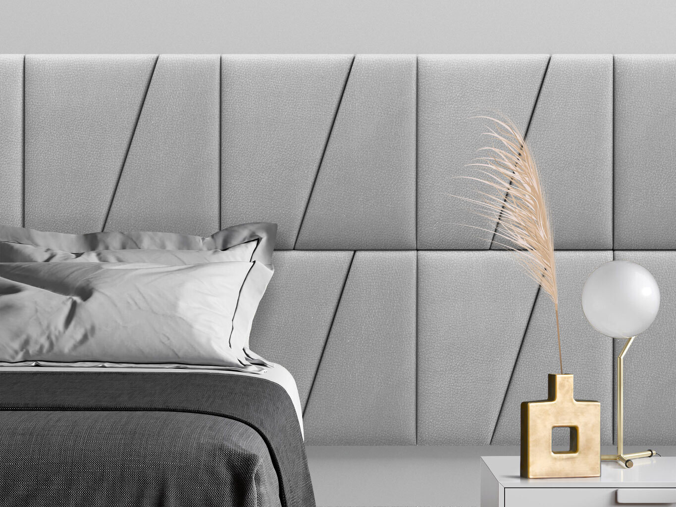 

Мягкое изголовье кровати Eco Leather Silver 50х50DP см 2 шт., Серебристый
