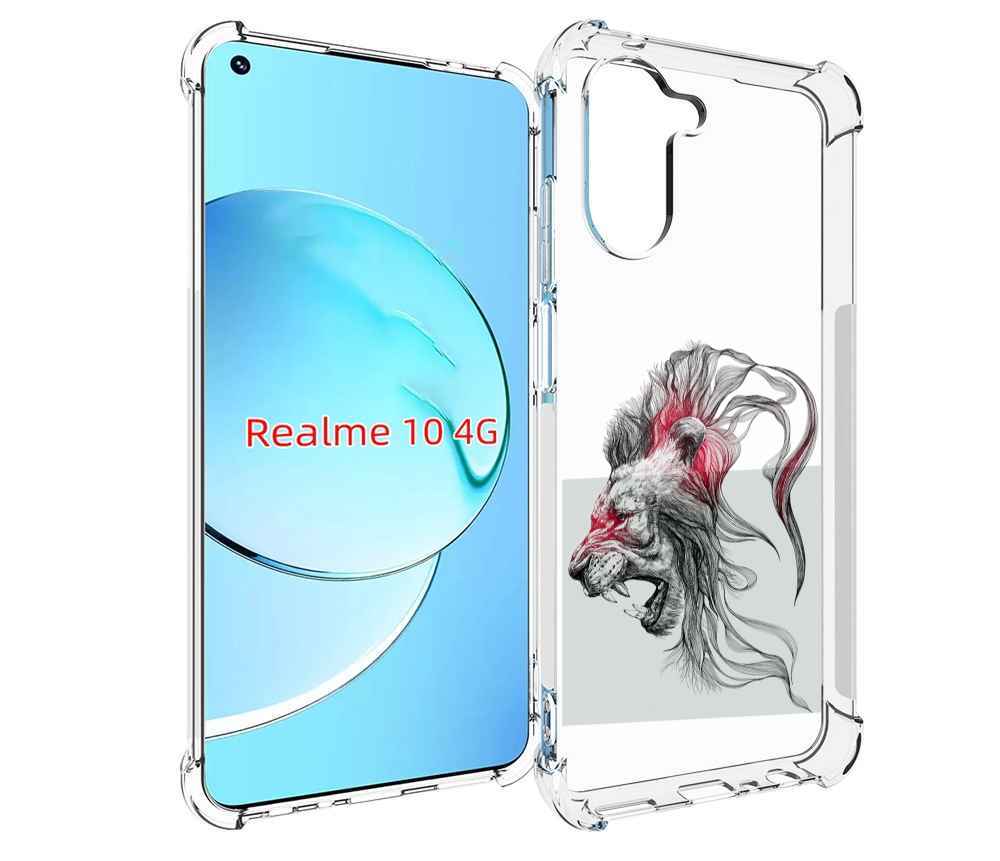 

Чехол MyPads разъяренный лев для Realme 10, Прозрачный, Tocco