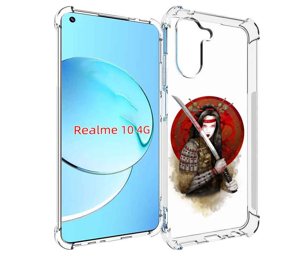 

Чехол MyPads рисованная девушка с катаной для Realme 10, Прозрачный, Tocco