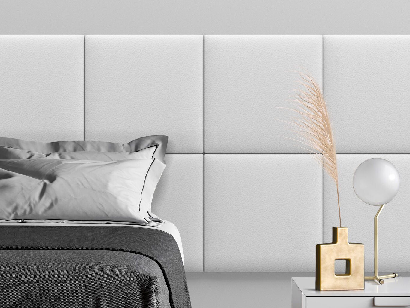 

Мягкое изголовье кровати Eco Leather White 50х50 см 2 шт., Белый