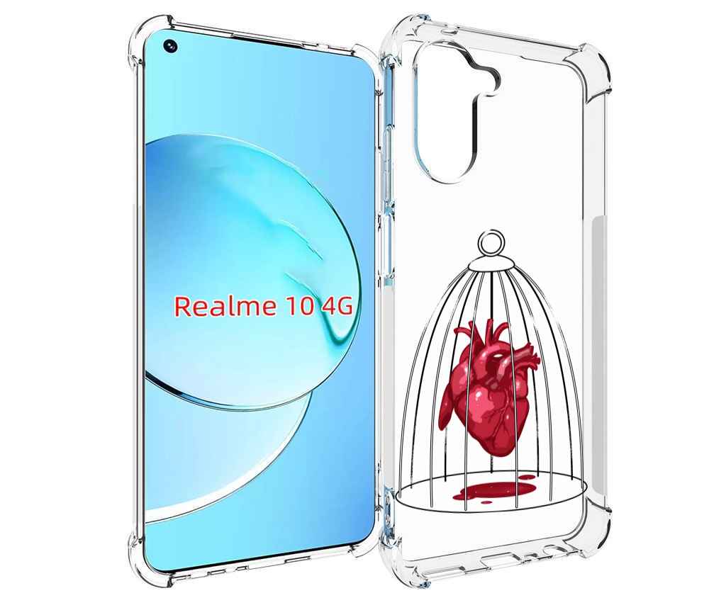 

Чехол MyPads сердце в клетке для Realme 10, Прозрачный, Tocco