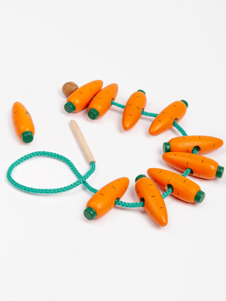 фото Игра-шнуровка mag wood морковки деревянные игрушки