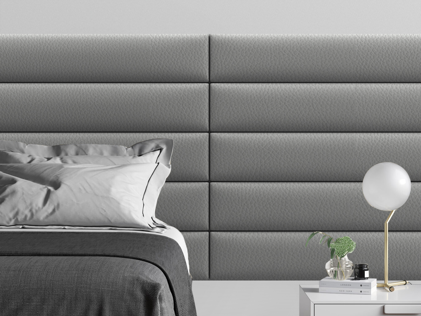 

Мягкое изголовье кровати Eco Leather Grey 20х180 см 1 шт., Серый