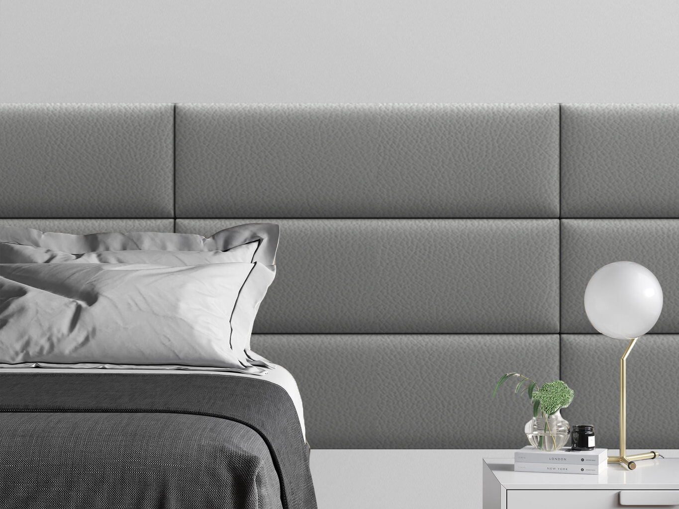 

Мягкое изголовье кровати Eco Leather Grey 30х100 см 4 шт., Серый