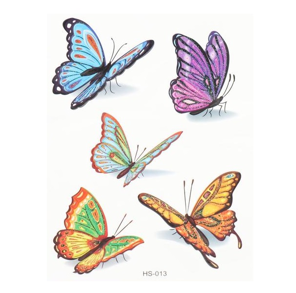 Татуировка на тело цветная с блёстками Бабочки в полёте 14,7х10,5 см 5074871 merimeri открытка с блёстками олений нос