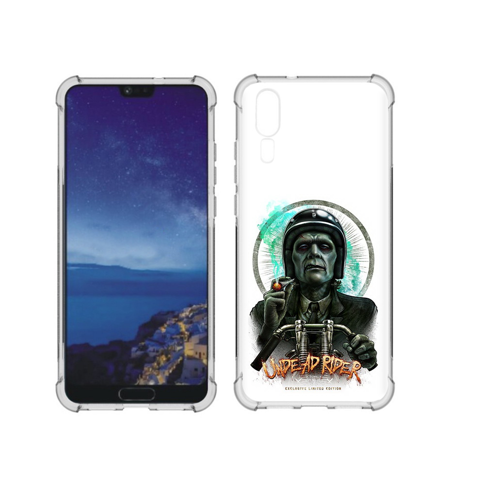 

Чехол MyPads Tocco для Huawei P20 зеленый мужчина с сигаретой на мотоцикле, Прозрачный, Tocco