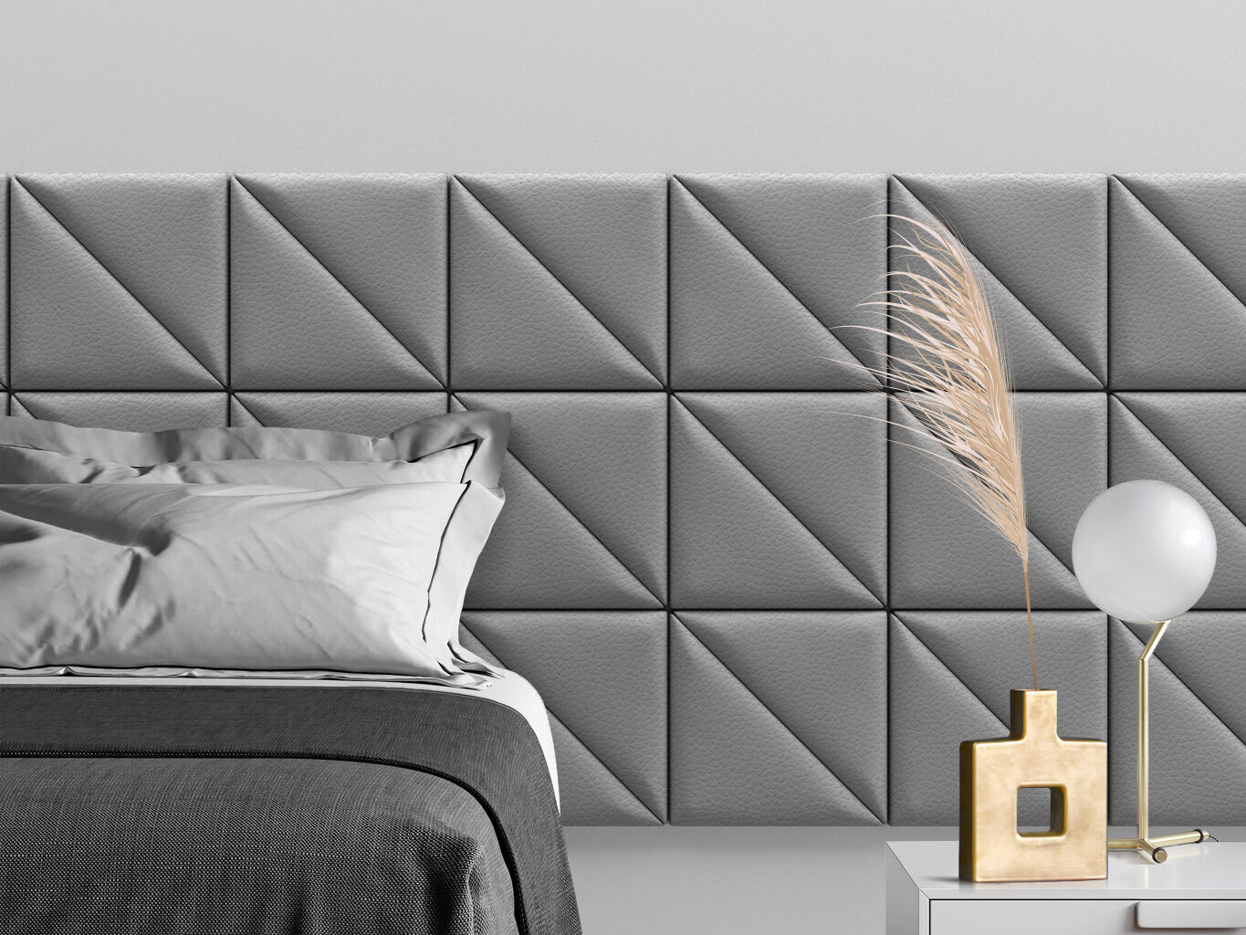 

Мягкое изголовье кровати Eco Leather Grey 30х30TPL см 2 шт., Серый
