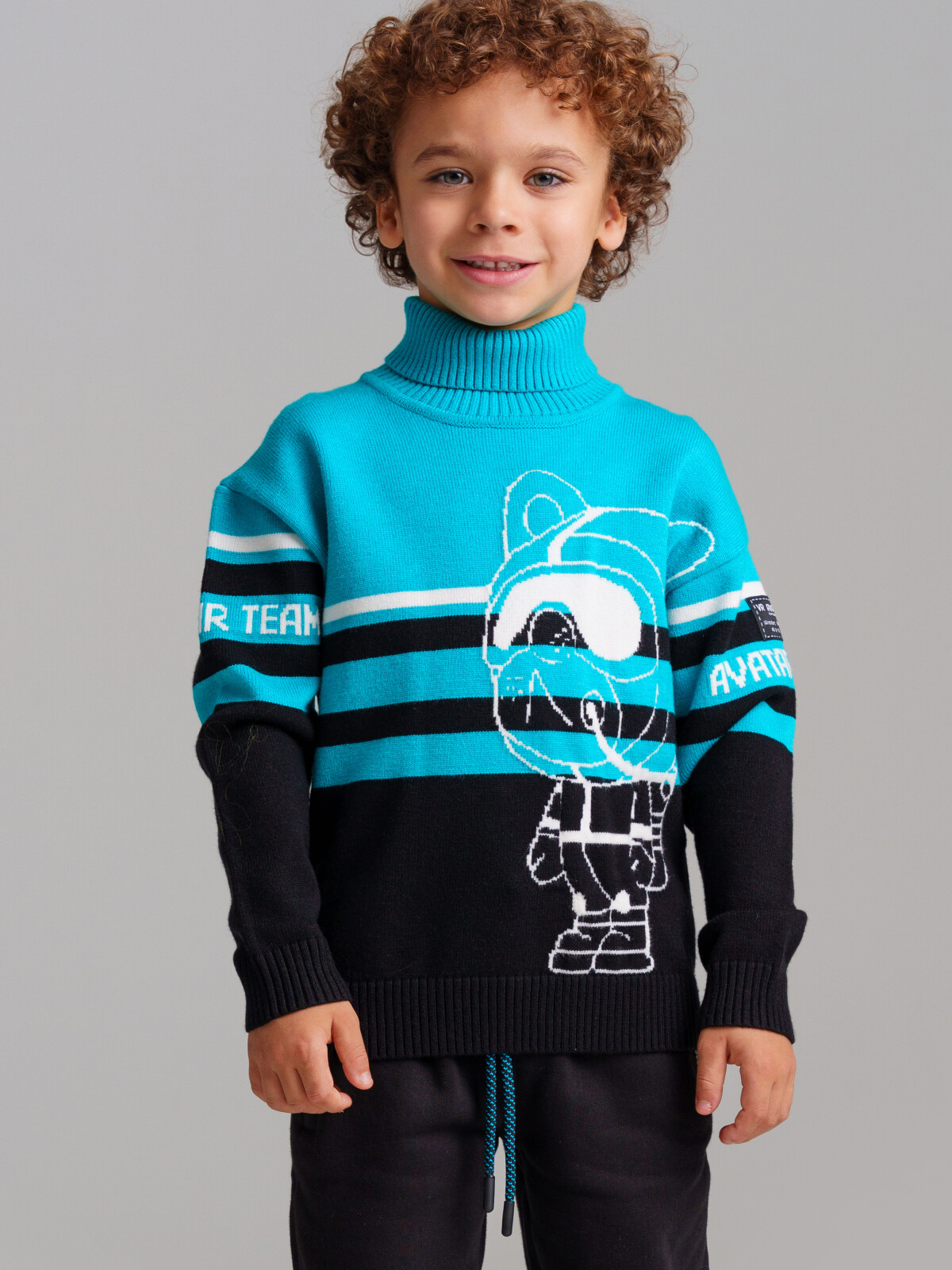 

Свитер детский PlayToday 32412132, темно-зеленый, черный, белый, 122, Голубой, 32412132