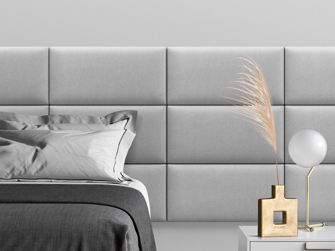 

Мягкое изголовье кровати Eco Leather Grey 30х60 см 4 шт., Серый