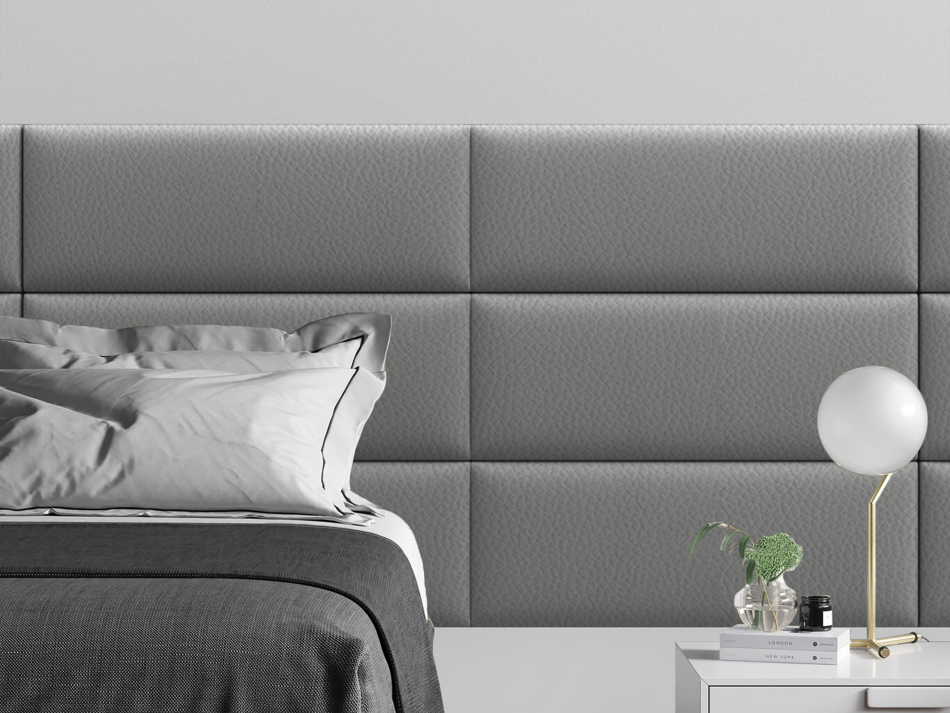 

Мягкое изголовье кровати Eco Leather Grey 30х80 см 1 шт., Серый