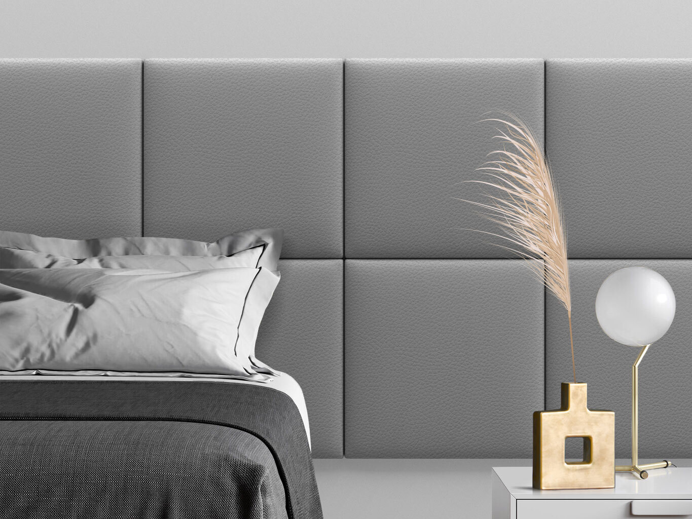 

Мягкое изголовье кровати Eco Leather Grey 50х50 см 1 шт., Серый