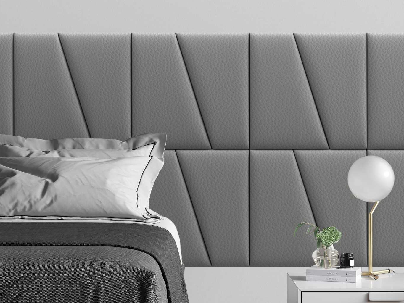 

Мягкое изголовье кровати Eco Leather Grey 50х50DL см 2 шт., Серый