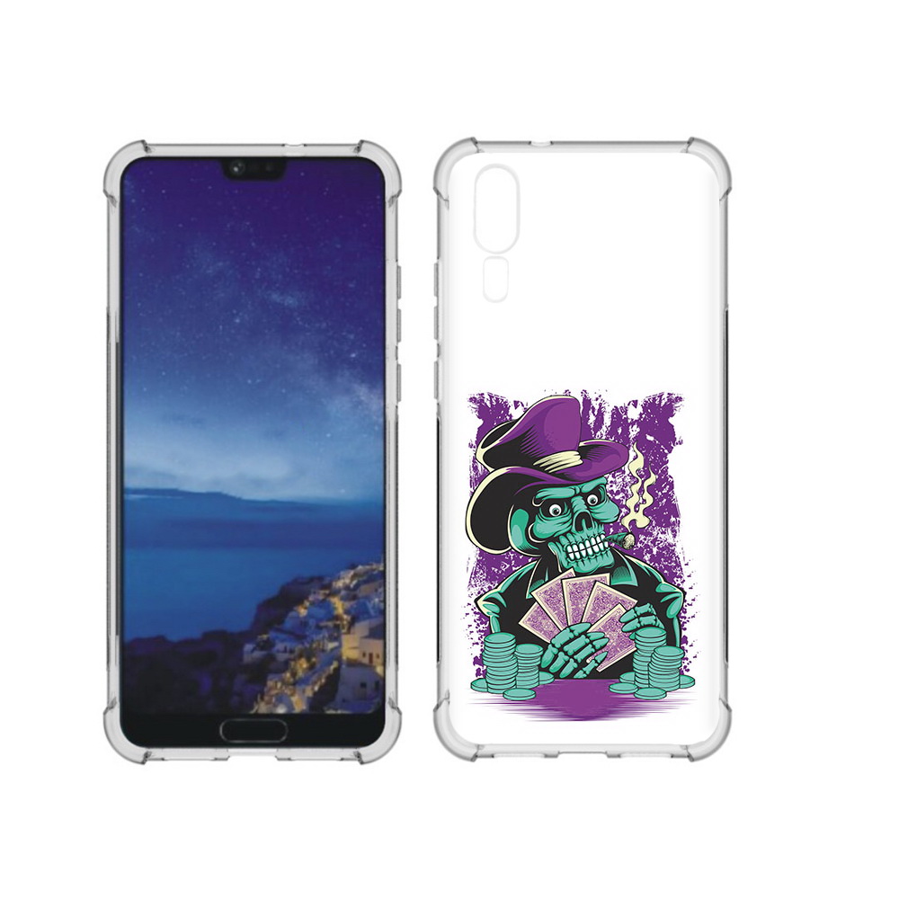 

Чехол MyPads Tocco для Huawei P20 зеленый череп с картами (PT108006.52.361), Прозрачный, Tocco