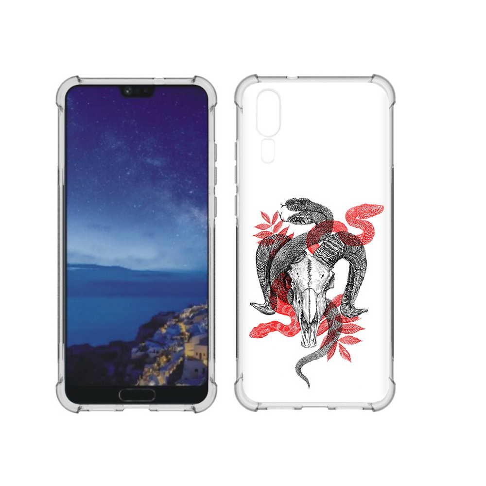 

Чехол MyPads Tocco для Huawei P20 змея в черепе рисунок (PT108006.52.365), Прозрачный, Tocco