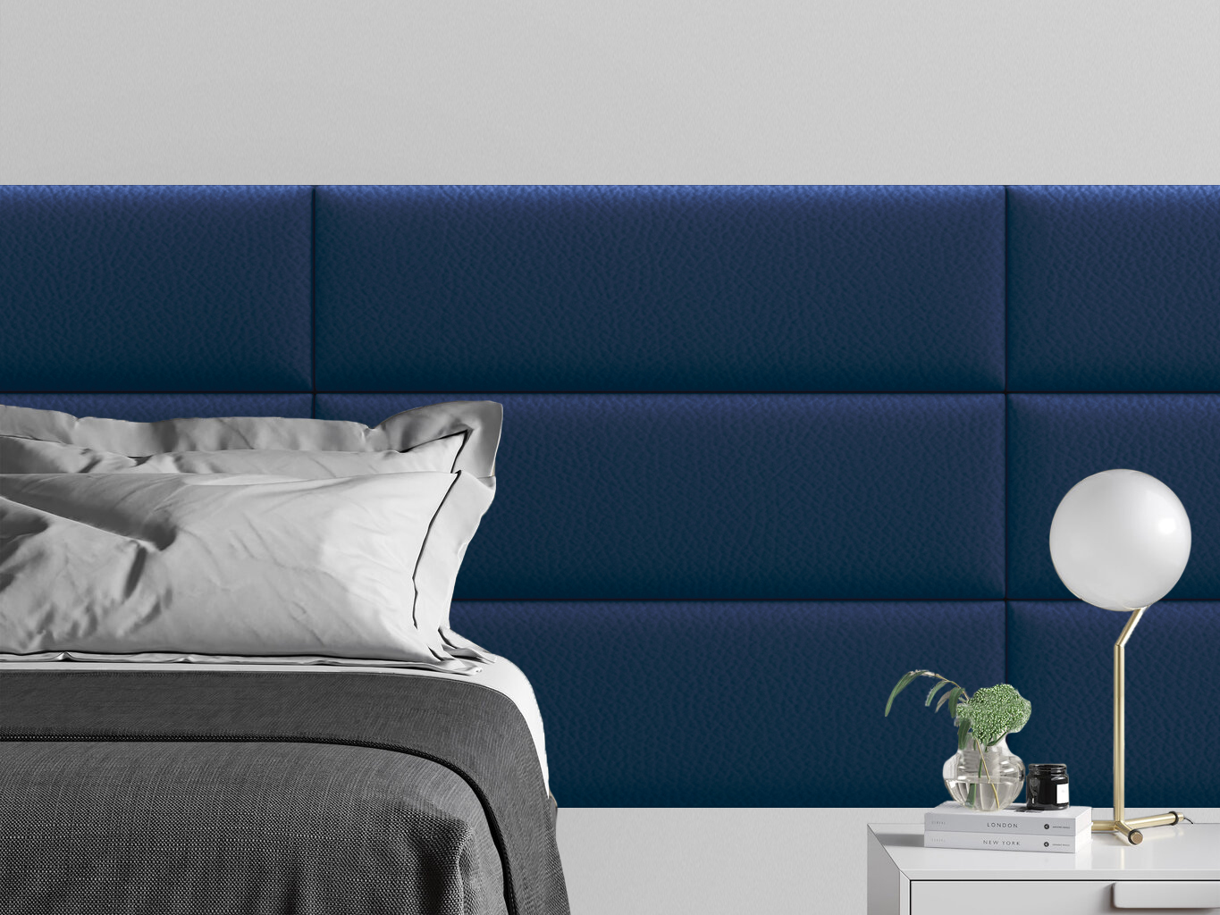 

Мягкое изголовье кровати Eco Leather Blue 30х100 см 4 шт., Синий