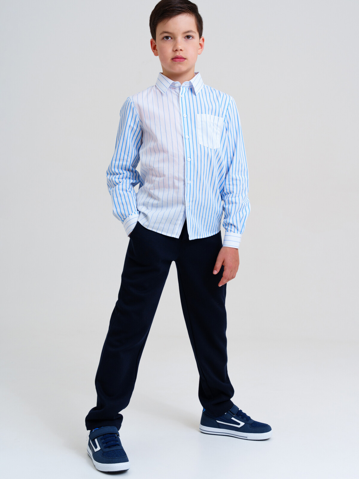 

Рубашка детская PlayToday 22417068, белый, голубой, 134, 22417068