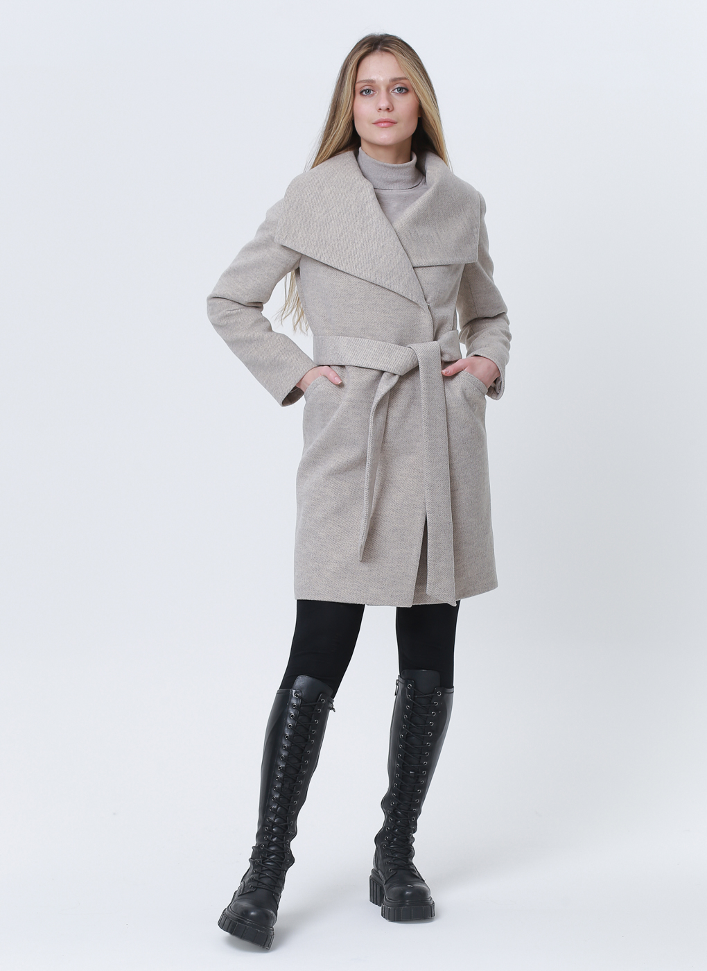 Пальто женское Crosario 66763 бежевое 42 RU