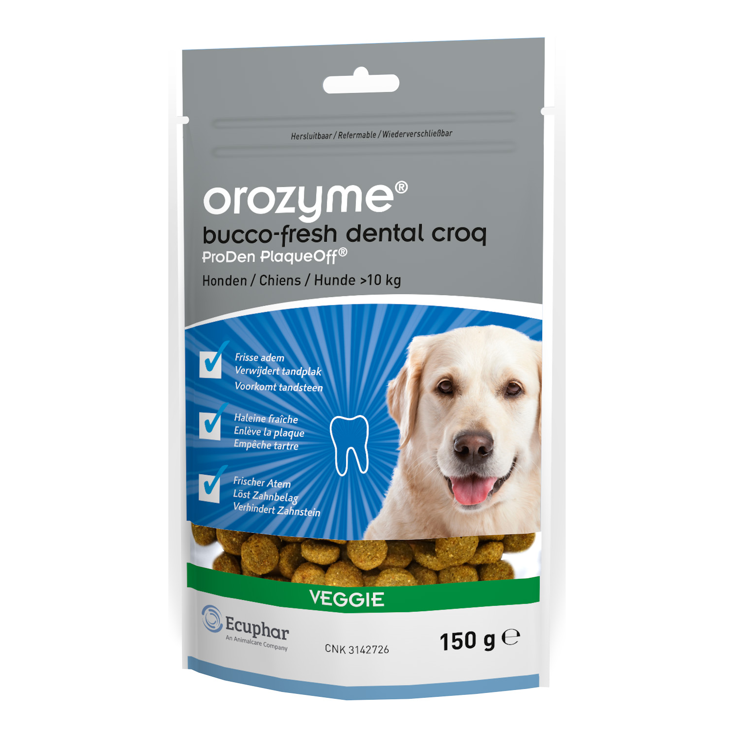 Лакомство для собак Orozyme Bucco-Fresh Dental Croq против зубного налета, 150 г