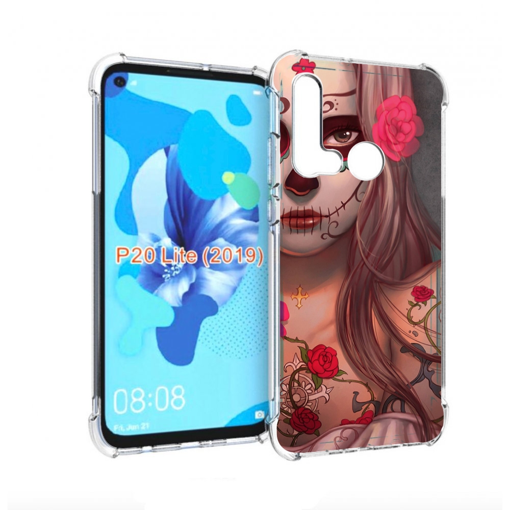 Чехол бампер MyPads девочка в рисунках для Huawei P20 Lite (2019