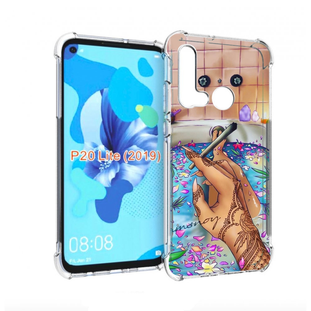 Чехол бампер MyPads девушка в ванне женский для Huawei P20 Lite