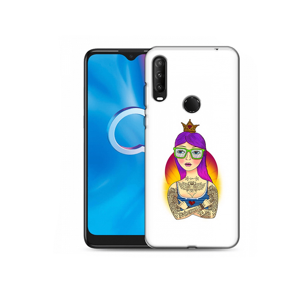 

Чехол MyPads Tocco для Alcatel 1SE (2020) 5030D девушка в татуировках с короной, Прозрачный, Tocco