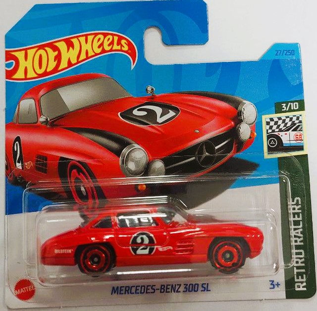 Машинка Hot Wheels 5785 Retro Racers Mercedes-benz 300sl, Hkh02-m521 welly 1 24 mercedes benz 220 alloy car model simulation diecasts metal classic retro old car model collection childrens toy gift
